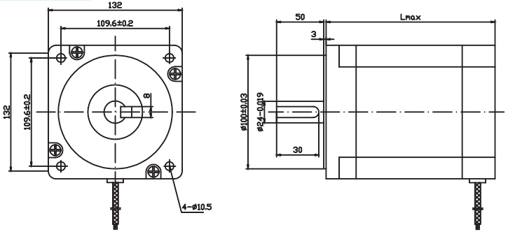 130mm三相步進(jìn)電機(jī)外形尺寸